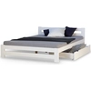 Image de Lit Double Lit En Bois 140x200 Blanc Tiroir de Lit Cadre de Lit Pin massif