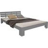Image de Lit Double en Bois Lit Futon Lit 160x200 Gris Pin Cadre de Lit en Bois Massif