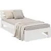 Image de Lit simple en bois 90x200 avec sommier à lattes Pin blanc Cadre de lit en bois massif