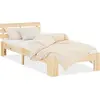 Image de Lit simple en bois 90x200 avec sommier à lattes naturelle pin Cadre de lit en bois massif