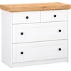 Image de Commode Buffet Chêne Blanc en Bois Massif Armoire avec 4 Tiroirs Sideboard