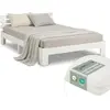 Image de Lit double avec matelas et sommier 120x200 Lit blanc pin massif Cadre de lit en bois Lit futon