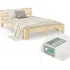 Image de Lit double avec matelas et sommier 140x200 Lit naturel pin massif Cadre de lit en bois Lit futon