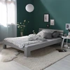 Image de Lit double avec matelas et sommier 140x200 Lit gris pin massif Cadre de lit en bois Lit futon