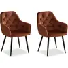 Image de Chaise Salle à Manger Lot de 2 Velours Brun Design Moderne Chaises de Cuisine Chaises pas Cher Fauteuils Rembourrée