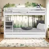 Image de Lit superposé avec tiroir et 2 matelas Lit enfant 90x200 cm Lit mezzanine en bois massif blanc