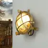 Image de Lampe murale extérieure laiton IP44 Maritim rond résistant aux intempéries SERIFOS Lampe extérieure bateau extérieur porte d'entrée