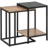 Image de SoBuy Lot de 2 tables d'appoint avec étagère Meuble de rangement noir et bois Industriel FBT99-F