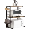 Image de SoBuy Étagère pour micro-ondes Étagère de cuisine avec 2 étagères et 2 porte-bouteilles Mini-étagère à épices Design industriel LHT env. : 60x72x36cm KCR08-PF