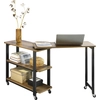 Image de SoBuy FWT83-PF Table d'appoint en L avec 2 étagères Table de salon à roulettes Table basse Bureau d'angle Bureau de travail Design industriel LHT env. : 133x69x30cm
