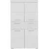 Image de AmandaMandoBea Armoire murale de rangement pour salle de bain, 1 tiroir, 4 portes, blanc, blanc brillant.