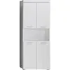 Image de trendteam Armoire haute de salle de bains Amanda Blanc mélaminé/blanc brillant embouti 73 x 190 x 31 cm