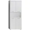 Image de Trendteam - Amandamandobea Armoire Haute 1 Compartiment Ouvert, 4 Portes, Blanc, Blanc Brillant.