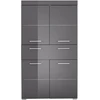 Image de AmandaMandoBea Armoire murale de rangement pour salle de bain, 1 tiroir, 4 portes, gris, gris agave brillant.