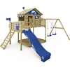 Image de WICKEY Tour de jeux Smart Coast avec balançoire & toboggan, maison sur pilotis avec bac à sable, échelle d'escalade & accessoires de jeu - bleu
