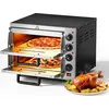 Image de Wiltec Four à Pizza électrique 2 étages   3000 W   570 x 560 x 440 mm   avec Pierre réfractaire alimentaire en cordiérite   Matériel de gastronomie cuisine, Appareil cuisson