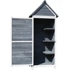 Image de Wiltec Armoire de jardin en bois   Gris   77 x 53 x 179 cm   avec Porte & Toit en pente à pignon   avec Isolation bitumineuse   Jardinage Rangement Outils