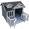 Image de Wiltec Niche de chien Maison de luxe XL   Couleur grise   935 x 1050 x 775 mm   en Bois de sapin   avec Toit bitumé et véranda   pour Balcon Jardin Terrasse