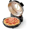 Image de Wiltec Mini four à pizza avec plaque en pierre céramique   360 x 360 x 180 mm   400 °C max.   avec Plaque en pierre céramique Ø 32 mm, Fenêtre de visualisation, 2 Éléments chauffants et Minuterie