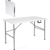 Image de Wiltec Table de camping pliante, 1220 x 600 x 750 mm, table portable blanche en PE-HD/acier, table pliable légère pour extérieur, BBQ, fêtes, barbecue, pique-nique
