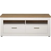 Image de CALICOSY - Meuble TV 2 tiroirs et 2 nichesReproduction bois clair et blanc L148 cm - Shade