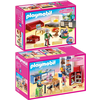 Image de PLAYMOBIL 70206 et 70207 : Ensemble de 2 maisons de poupées, cuisine familiale