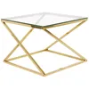 Image de Beliani - Table D'Appoint Carrée 60 Cm Avec Plateau En Verre Et Cadre En Métal Doré Au Style Moderne Et Glamour