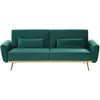 Image de Beliani - Canapé Fixe 3 Places En Velours Vert Avec Pieds En Bois Et Rembourrage Moelleux Pour Salon Design Glamour