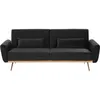 Image de Beliani - Canapé Fixe 3 Places En Velours Noir Avec Pieds En Bois Et Rembourrage Moelleux Pour Salon Design Glamour