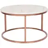 Image de Beliani - Table Basse Ronde Avec Plateau Effet Marbre Beige En Mdf Et Cadre En Métal Cuivré Au Style Moderne Et Glamour