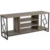 Image de Beliani - Meuble Tv Au Style Industriel Rangement Ouvert 2 Étagères Effet Bois Foncé Et Structure Design En Métal Noir Idéal Pour Salon Moderne