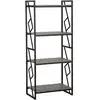 Image de Beliani - Bibliothèque Au Style Industriel Composé De 4 Compartiments En Imitation Bois Et Une Structure En Métal Noir 143 Cm De Hauteur