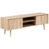 Image de Beliani - Meuble Tv Au Style Moderne Marron Clair Avec 2 Portes Et 2 Rangements Ouverts Avec Motifs Abstraits