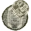 Image de Beliani - Tapis Rond Design Vieilli Avec Pomponsø 120 Cm En Coton Blanc Crème Et Vert Kahta
