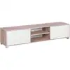 Image de Beliani - Meuble Tv Moderne 2 Portes Et 2 Étagères Rangement Blanc Et Bois Clair Lincoln