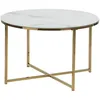 Image de Table Basse Ronde 70 Cm Effet Marbre En Verre Et Métal Blanc Et Doré Quincy