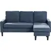 Image de Beliani - Canapé Fixe 3 Places En Tissu Bleu Avec Pouf Ottoman Confortable Pour Salon Au Design Moderne
