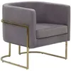 Image de Beliani - Fauteuil À Dossier Rond Moderne Glam Décoratif Velours Gris Cadre Doré Sirkka
