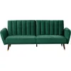 Image de Beliani - Canapé 3 Places Convertible En Lit En Velours Vert Foncé Avec Pieds Dorés Confortable Et Décoratif Pour Salon Au Style Glamour Moderne