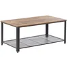 Image de Beliani - Table Basse Rectangulaire Effet Bois Foncé Avec Pieds Noirs Et Etagère Pratique Pour Salon Au Style Moderne Scandinave Et Minimaliste