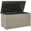 Image de Coffre De Rangement Extérieur 155 X 75 Cm En Rotin Beige Taupe Idéal Pour Stockage D'Accessoires De Jardin Et Coussins Durable Et Décoratif Beliani