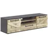 Image de Beliani - Meuble Tv Noir Et Bois Clair Avec 2 Portes Et Tiroir Spacieux Solution Rangement Idéale Pour Salon Ou Chambre Au Style Rustique Et Campagne