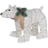 Image de BELIANI Décoration extérieure Cadre métallique blanc Coton Lumière LED Décoration de Noël en forme d'ours