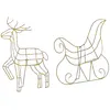 Image de BELIANI Outdoor LED Lumières de Noël Argent Métal 46 cm Forme d'animal de course avec traîneau avec alimentation électrique Animé pour l'extérieur Décoration de l'Avent