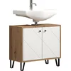 Image de trendteam Touch Armoire sous lavabo pour salle de bain blanc/imitation chêne, L/H/P env. 69/61/32 cm