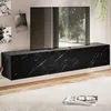 Image de Meuble tv bas suspendu aspect marbre noir 160x30x30 cm, meuble tv design avec portes pliantes moderne, meuble tv mural, meuble tv à tiroirs, meuble tv à tiroirs | Wohnling