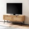 Image de Meuble TV bas 100x45x40 cm avecReproduction chêne et rotin, meuble TV design haut avec tiroirs, meuble TV table, meuble TV salon | Wohnling