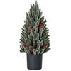 Image de Mini Sapin De Noel Avec Pommes De Pin Baies Rouges Et Pot 50 Cm