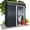 Image de GARDEBRUK® Abri de jardin métal inoxydable 185x165x90cm 1,5m² crochets 20kg gants porte coulissante anthracite cabane jardin cabanon rangement outils