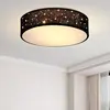 Image de MONZANA® Plafonnier Ciel étoilé Rond Ø 38cm Abat-jour Tissu 40 Watt Séjour Chambre Plafonnier Tissu Lampe noir 2xE27 Lampe plafond ronde